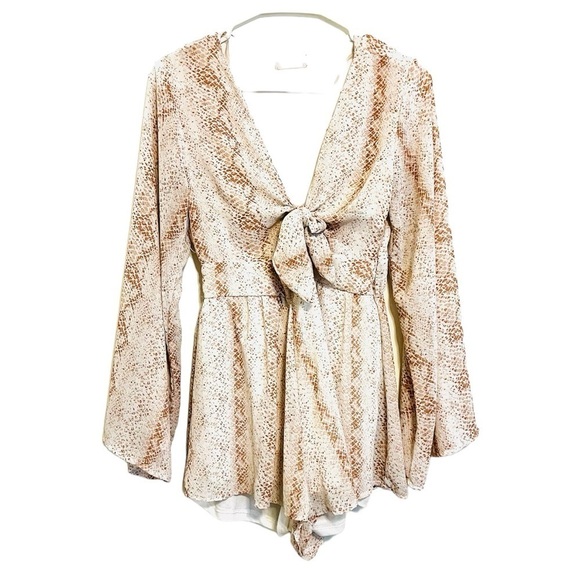 2/$25 Altar’d State - Snakeskin Front Tie Romper - Picture 3 of 8